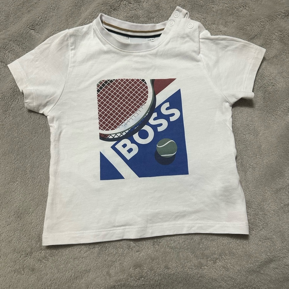 Boss White and Red Short Sleeve Tees